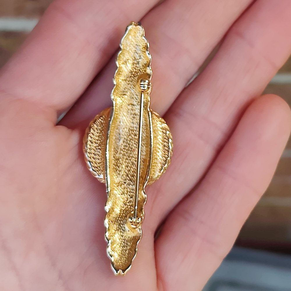 Vintage Coin Motif Bar Brooch - Gold and Silver - Picture 3 of 4
